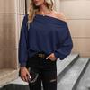 Amazon Transfronterizo 2024 Nuevos Diseños Europeos y Americanos Ropa Tops Otoño Cuello de Una Línea Hombros Descubiertos Sudaderas para Mujeres Venta al por Mayor