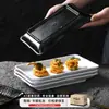 Plato para barbacoa de melamina, plato rectangular para guarnición de olla caliente, plato con patrón de piedra de imitación de porcelana, plato de cena estilo japonés, plato de presentación para snacks de carne a la parrilla