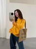 MalvaviscoNiebla Cepillado~Lana Cachemir Cuello Redondo Manga Larga Tejido Superior para Mujer Otoño Invierno Versátil Suéter Superior