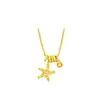 Tienda de Oro Mismo Estilo Collar de Estrella de Mar Triturada Chapado en Oro, Cadena Sencilla y Elegante Personalizada para Clavícula de Estrella de Cinco Puntas, Regalo para Novia