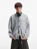 Jaqueta Cardigan de Tricô Cinza Estilo Americano para Homens, Marca da Moda, Novo Outono Solta Casual Estilo Preguiçoso Versátil Cardigan para Casal