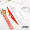Conjunto de exame régua 18cm4 peça conjunto régua transferidor ângulo reto triângulo 20cm escala estudante suprimentos atacado
