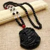 Collar para Hombre Benmingfo de Cristal Obsidiana Marca Dragón Valiente Hielo 12 Signos del Zodiaco Colgante de Guan Gong
