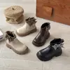 Botas de Cuero Francés Ins 2026 Otoño e Invierno Nuevas Estilo Coreano para Niñas Botas Martin con Lazo de Espiga Forro de Felpa Botas Cortas