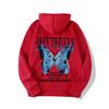 Sudadera casual con capucha de moda con letras nuevas de exportación europea y americana 2024 con mariposas multicolores