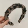 Estilo Similar de Blogger Felpa de Cordero Estampado de Leopardo Anillo para el Cabello de Intestino Grueso Otoño e Invierno Pequeño Nicho que Muestra el Rostro Aro para el Cabello de Alta Presión en el Cráneo Accesorios para el Cabello