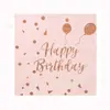 Juego Desechable de Platos y Vasos de Papel para Fiesta, Vajilla con Lunares Estampados Oro Rosa, Juego de Cuatro Piezas de Vajilla Desechable Bento