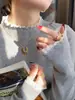Top de Encaje Amarillo de Cuello Alto para Mujer, Ropa Interior, Prendas de Punto para Otoño/Invierno Nuevo Estilo