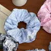 Goma para el pelo estilo coreano para mujer, Diadema a cuadros de doble capa fresca y sencilla, Accesorio para moño de tela de encaje estilo perezoso