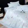 Juego de Cuatro Piezas de Algodón de Fibra Larga de Lujo, Funda Nórdica 100% Algodón, Sábana de Cama de Algodón Puro, Sábana Ajustable, Funda de Colcha, Ropa de Cama para Todas las Estaciones 1.8m