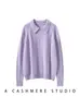 Novo Suéter de Caxemira 100% Outono e Inverno para Mulheres com Gola Reversível, Mangas Raglã e Tricô com Estampa Floral, Suéter Pulôver Grosso