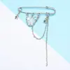 Oso estrella de cinco puntas cuentas de vidrio hombres y mujeres moda ins personalidad broche pin cadena decorativa accesorios creativos para ceñir la cintura