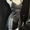 Sexy Camisón de Verano para Mujer con Acabado de Lujo, Estilo Pura Pasión para Bustos Pequeños, con Copas en el Pecho, Camisola de Encaje de Seda Helada, Ropa de Casa