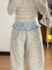 Jeans de Pierna Ancha Estampado de Leopardo Patchwork Estilo Retro Americano 2026 Nuevo Estilo Chica Caliente Diseño de Personalidad Pantalones Acampanados de Longitud al Suelo para Mujer