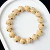 Pulsera de Cuentas Ojo de Ratón Púrpura Dorado Natural para Hombres y Mujeres, Pulsera Ojo de Panda Púrpura Dorado Ratón, Cuentas de Semilla Originales, Semillas de Bodhi de Tres Ojos
