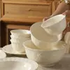 Juego de vajilla de cerámica repujada estilo francés, que incluye platos estilo occidental, fuentes para servir, tazones para arroz, tazones para fideos y tazones para sopa, perfecto para uso doméstico y como regalo de inauguración