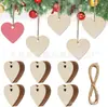 En stock al por mayor 8cm madera sin terminar en forma de corazón DIY graffiti pintado a mano madera árbol de Navidad mensaje madera 10 piezas