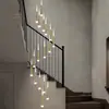 Escada de Loft Duplex Lustre Moderno Simples Escandinavo Sala de Estar Sala de Jantar Luminária Casa de Alto Padrão Lustre Longo Giratório