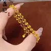 Pulsera Floral Trenzada de Anillos Pequeños Dorados Brillantes con Cuentas de Disco, Pulsera de Lujo Ligero de Gama Alta, Tendencia de Tiktok