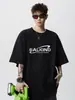 Camiseta de Manga Corta Pesada 220g para Hombre Verano Hombro Suelto Camiseta de 7 Puntos Oversize Joker Manga Media Manga Media