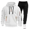 Nuevo Conjunto de Sudadera para Hombre Primavera Otoño Sudadera con Capucha Cremallera Múltiples Bolsillos Sudadera de Manga Larga Deportiva Casual