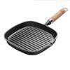 Sartén de hierro fundido para filetes, sartén para filetes rayada, sartén especial para filetes con mango de madera, sartén para filetes espesa sin revestimiento, sartén para carne