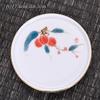 Posavasos de cerámica dorada pintado a mano, creativo portavasos de porcelana blanca dulce, juego de té con aislamiento térmico, accesorios para ceremonia del té de kung fu para el hogar