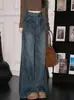 Jeans Retro Americanos de Pierna Ancha para Mujer, Nuevo Estilo de Primavera, Tiro Alto, Adelgazantes, Caídos, Casuales, Holgados, de Pierna Recta, Pantalones de Largo Hasta el Suelo