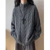 Invierno 2026 Nuevo Estilo Coreano Suéter de Punto Trenzado para Hombre con Cuello Alto Moda Masculina Chaqueta Cardigan de Punto con Doble Cremallera