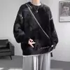 Suéter de cuello redondo pesado estilo americano 2026, nuevo top para hombre, corte holgado, color liso, chaqueta extragrande, moderno
