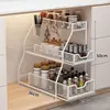 Estante de Almacenamiento para Fregadero de Cocina del Hogar Gabinete Deslizante Estante Deslizante por Capas Cesta Deslizante Estante de Almacenamiento para Platos de Fregadero Condimentos