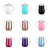 Taza Térmica de Acero Inoxidable 304 de Doble Pared y Doble Asa de 10 oz, con Tapa tipo Cáscara de Huevo, para Uso Transfronterizo, Asa Doble, Forma de U