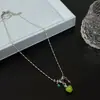 Collar de Manzana Verde Lindo y Fresco con Diamantes Collar de Dopamina para Mujer Estilo Dulce Fresco Picante Moda de Nicho Cadena para Clavícula
