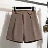 Shorts casuais soltinhos de cintura alta plus size para pessoas baixinhas, perna reta, perna larga, com barra dobrada, adequados para uso ao ar livre