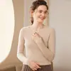 Camiseta básica de punto de cachemira con cuello en U para mujer, de manga larga, corte ajustado, moderna, sencilla, suéter de cachemira agradable para la piel