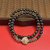 Pulsera estilo palacio oro nanyuan cuentas redondas diy garra de gato doble anillo jade Hetian para hombre y mujer simple Mori al por mayor