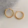 Pendientes de Aro Lisos Retorcidos de Lujo Estilo Vintage Versátiles para el Commuter Francés Pendientes Elegantes de Gama Alta