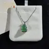 Pingente Natural de Ágata Verde Tipo Gelo com Calcedônia Verde Banhada a Prata, Acessório de Colar Simples para Mulheres, Simbolizando Boa Sorte e Prosperidade