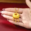 Nuevo Colgante de Arena Dorada Estilo Chino Antiguo, Tendencia Nacional Estilo Palacio, Carácter de Fortuna, Candado Ruyi, Collar de Calabaza con Borla, Joyería de Imitación Oro