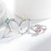 Anillo de Trébol de Cuatro Hojas con Corte Flor de Hielo de Piedras Preciosas de Colores Más Vendido en Xiaohongshu, Anillo de Trébol de la Suerte Chapado en Oro con Diamante de Alto Carbono, Dropshipping en Transmisión en Vivo