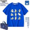 Mofusand Shark Cat Camiseta infantil de manga curta, grande, moda infantil, top fofo para meninas, base de algodão de meia manga 9