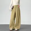 Pantalones caqui de pierna ancha para mujer, nueva colección otoño 2026, alta gama, fluidos, de corte recto, holgados, adecuados para figuras petite, pantalones estilo blazer