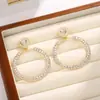 Pendientes de Moda Europeos y Americanos con Pedrería Pendientes Geométricos de Círculo Exagerados Pendientes de Gota de Alta Gama Completamente de Diamante para Mujer en stock