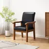 Sillón Sofá Moderno Minimalista Hogar Balcón Silla de Ocio Lujo Ligero Silla de Mahjong Sala de Conferencias Silla con Reposabrazos de Madera Maciza
