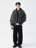 Design estilo americano retro terno de beisebol masculino outono e inverno solto casual curto com capuz puleather texturizado jaqueta casaco