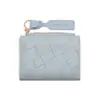 Cartera corta tejida de nuevo diseño de alta gama estilo coreano con patrón de diamantes para mujer, tarjetero con cremallera, llavero y clip para dinero - al por mayor