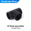 Accesorios de Plomería de PE Negro Codo de Tubería de Suministro de Agua Juntas en T