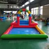 Novo Conjunto de Piscina de Areia Quadrada Grande de Sementes de Cássia com Combinação de Portão Arco-Íris Infantil e Brinquedo de Escorregador de Camada Dupla Piscina de Areia Inflável