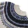 Suéter de cachemira para mujer de cuello medio alto con jacquard Fair Isle, nuevo diseño de invierno, elegante, holgado y cálido