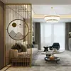 Parede Divisória de Tela de Ferro Forjado e Aço Inoxidável, Grelha de Luxo Leve para Sala de Estar, Hall de Entrada, Treliça de Metal Estilo Chinês Minimalista Moderno